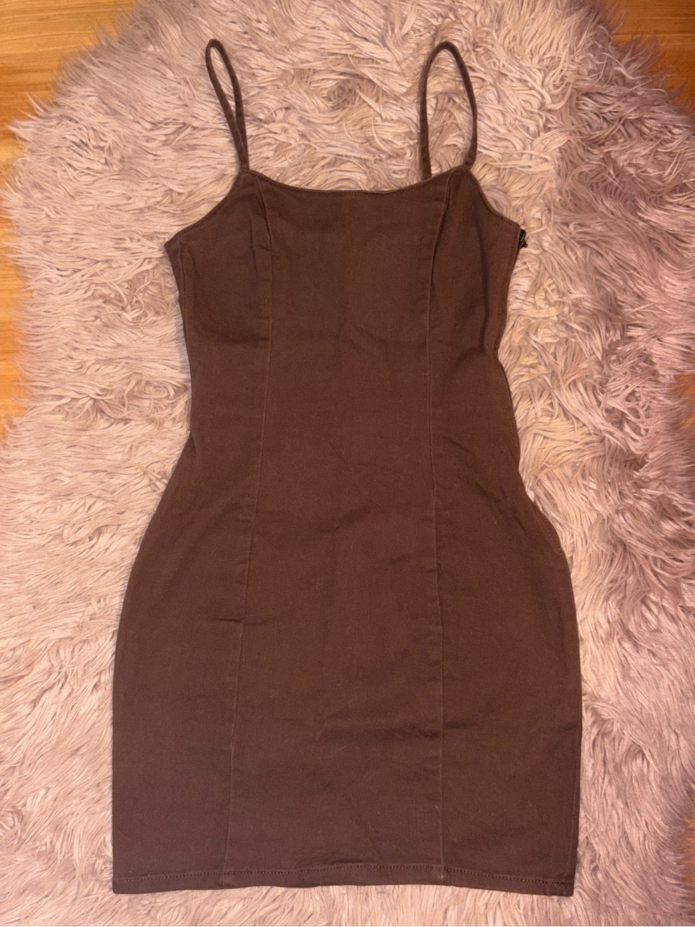Chocolate Brown Spaghetti-Strap Mini Dress